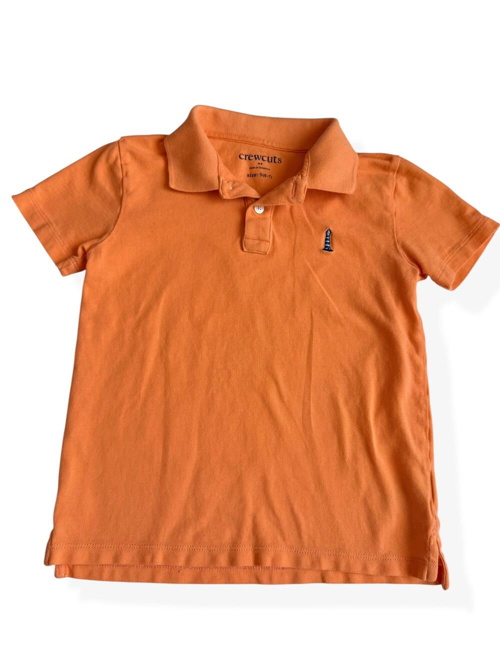Crewcuts J.Crew Kids Small 6-7 Orange Cotton Polo Shirt Lighthouse